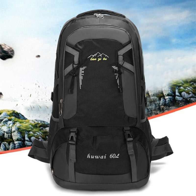 15.85gal Hiking Backpack – Durable Nylon Travel Bag with Shoe Compartment & Bottle Holder