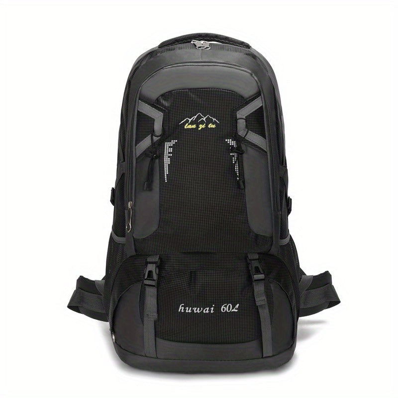 15.85gal Hiking Backpack – Durable Nylon Travel Bag with Shoe Compartment & Bottle Holder