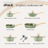 12-Piece Granite Nonstick Induction Cookware Set - Premium Aluminum Pots and Pans with Durable, Scratch-Resistant Coating, Easy Food Release, and Heat Distribution - PHIVILLA Kitchen Academy Brand
