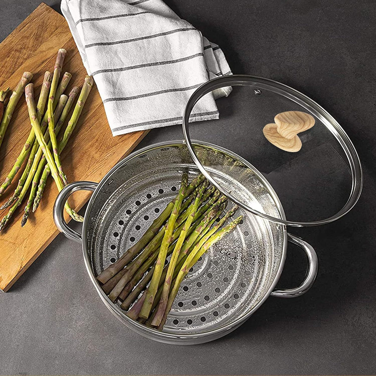 Kitchen Academy Pots and Pans Set Nonstick, 30 Pieces Induction Kitchen Cookware Set, Granite Coating Cooking Pans Set