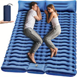 [Thick Self-Inflating Sleeping Pad] 4" Extra-Thick Double Sleeping Pad - Self Inflating for 2 Person with Pillow and Foot Pump - Portable Camping Mat