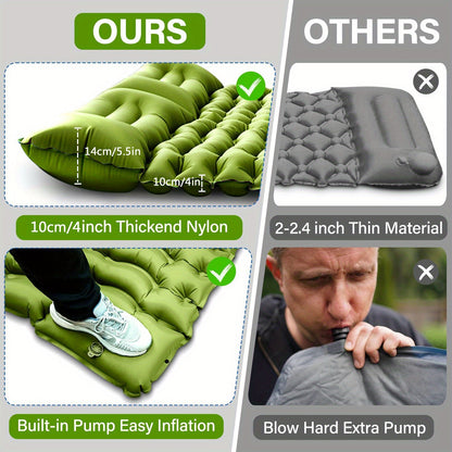 4-Inch Double Self-Inflating Sleeping Pad with Pillow & Pump