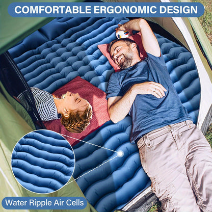 4-Inch Double Self-Inflating Sleeping Pad with Pillow & Pump