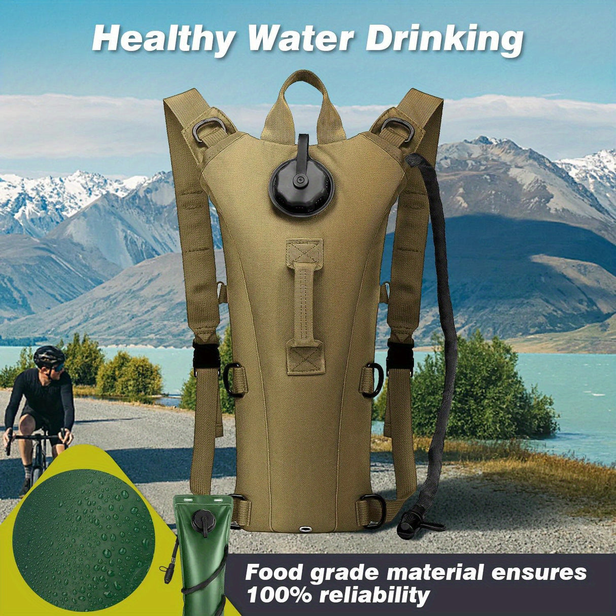1PC 3L Hydration Backpack Water Bladder Bag Pack Cycling Outdoor Hiking Camping Bag