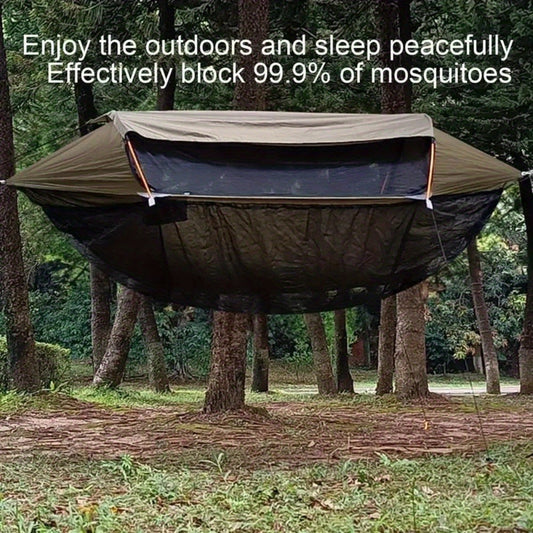 1pc Black Hammock Mosquito Net - Lightweight, Portable, and Durable Mesh Protection for Outdoor Camping, Travel, and Relaxation - Fits All Hammocks, Easy Setup with Adjustable Elastic Bungees, Hammocks for Outside