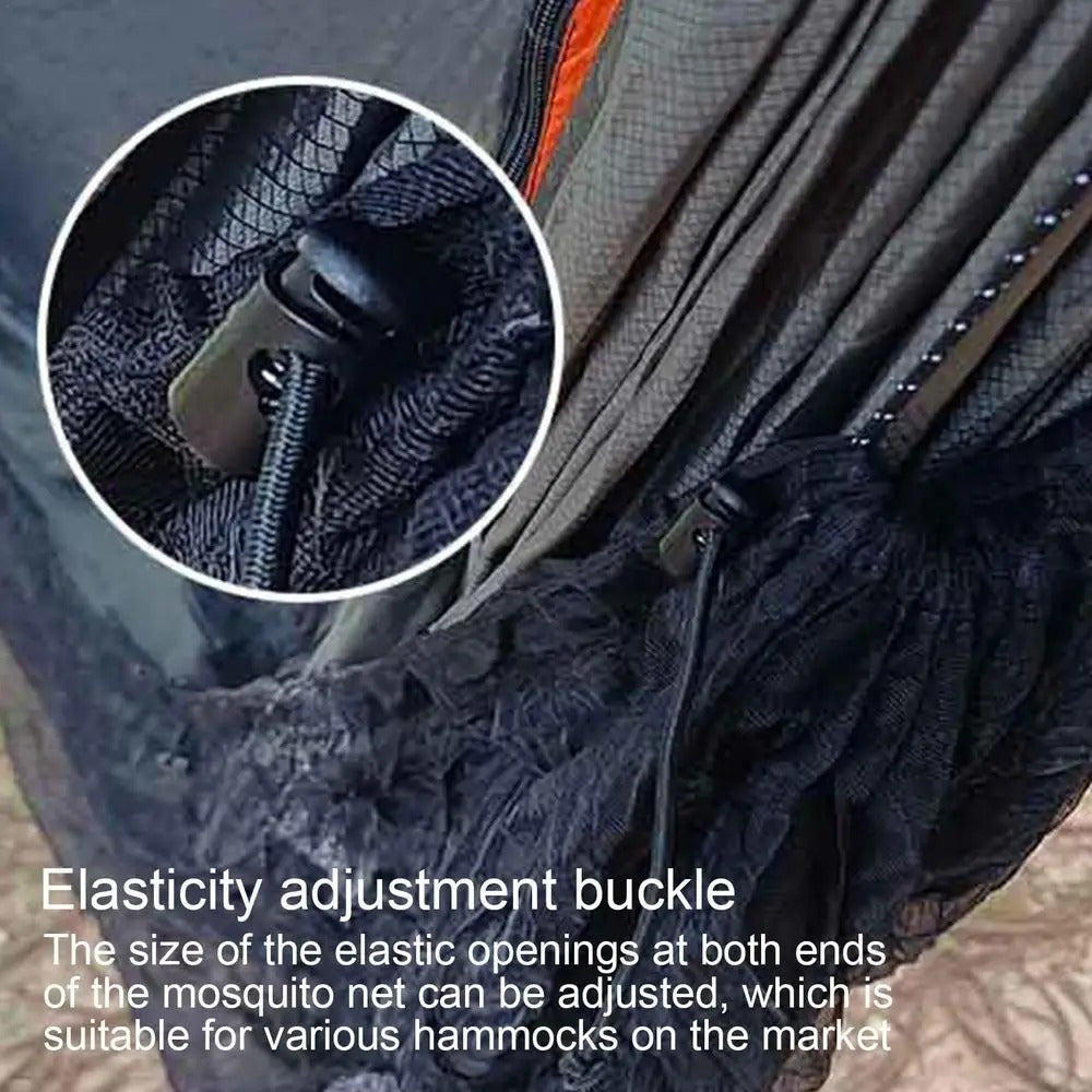 1pc Black Hammock Mosquito Net - Lightweight, Portable, and Durable Mesh Protection for Outdoor Camping, Travel, and Relaxation - Fits All Hammocks, Easy Setup with Adjustable Elastic Bungees, Hammocks for Outside