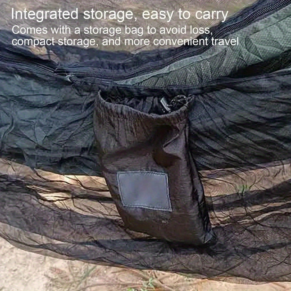 1pc Black Hammock Mosquito Net - Lightweight, Portable, and Durable Mesh Protection for Outdoor Camping, Travel, and Relaxation - Fits All Hammocks, Easy Setup with Adjustable Elastic Bungees, Hammocks for Outside