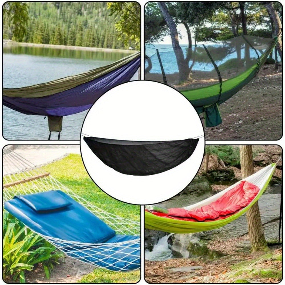 1pc Black Hammock Mosquito Net - Lightweight, Portable, and Durable Mesh Protection for Outdoor Camping, Travel, and Relaxation - Fits All Hammocks, Easy Setup with Adjustable Elastic Bungees, Hammocks for Outside