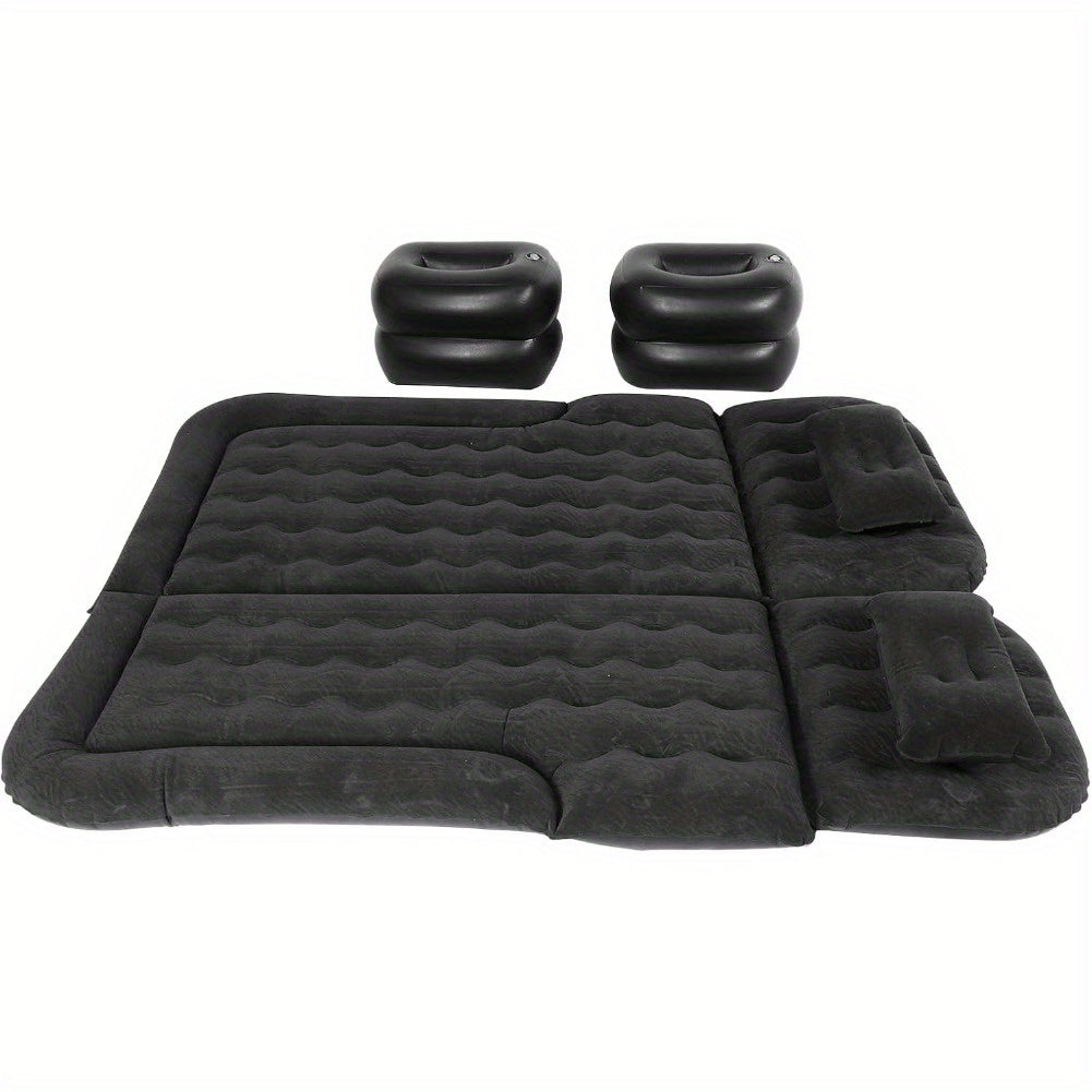 Thickened Car Air Mattress - Inflatable Vehicle Travel Bed for Camping, Road Trips, and Outdoor Adventures - Durable, Water-Resistant, and Portable Sleeping Pad with Easy Inflation and Deflation (Black)