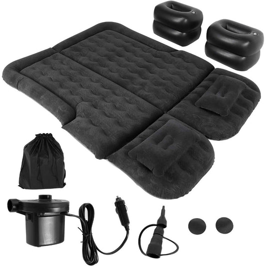 Thickened Car Air Mattress - Inflatable Vehicle Travel Bed for Camping, Road Trips, and Outdoor Adventures - Durable, Water-Resistant, and Portable Sleeping Pad with Easy Inflation and Deflation (Black)
