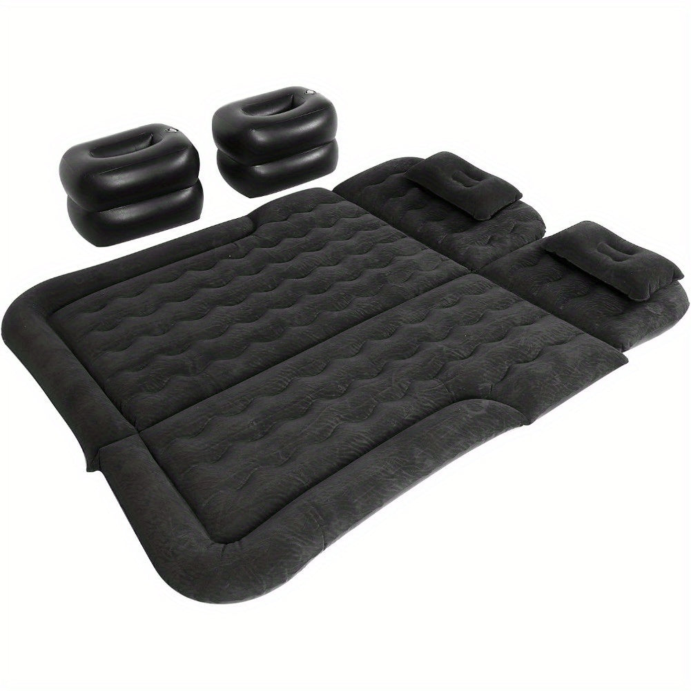 Thickened Car Air Mattress - Inflatable Vehicle Travel Bed for Camping, Road Trips, and Outdoor Adventures - Durable, Water-Resistant, and Portable Sleeping Pad with Easy Inflation and Deflation (Black)