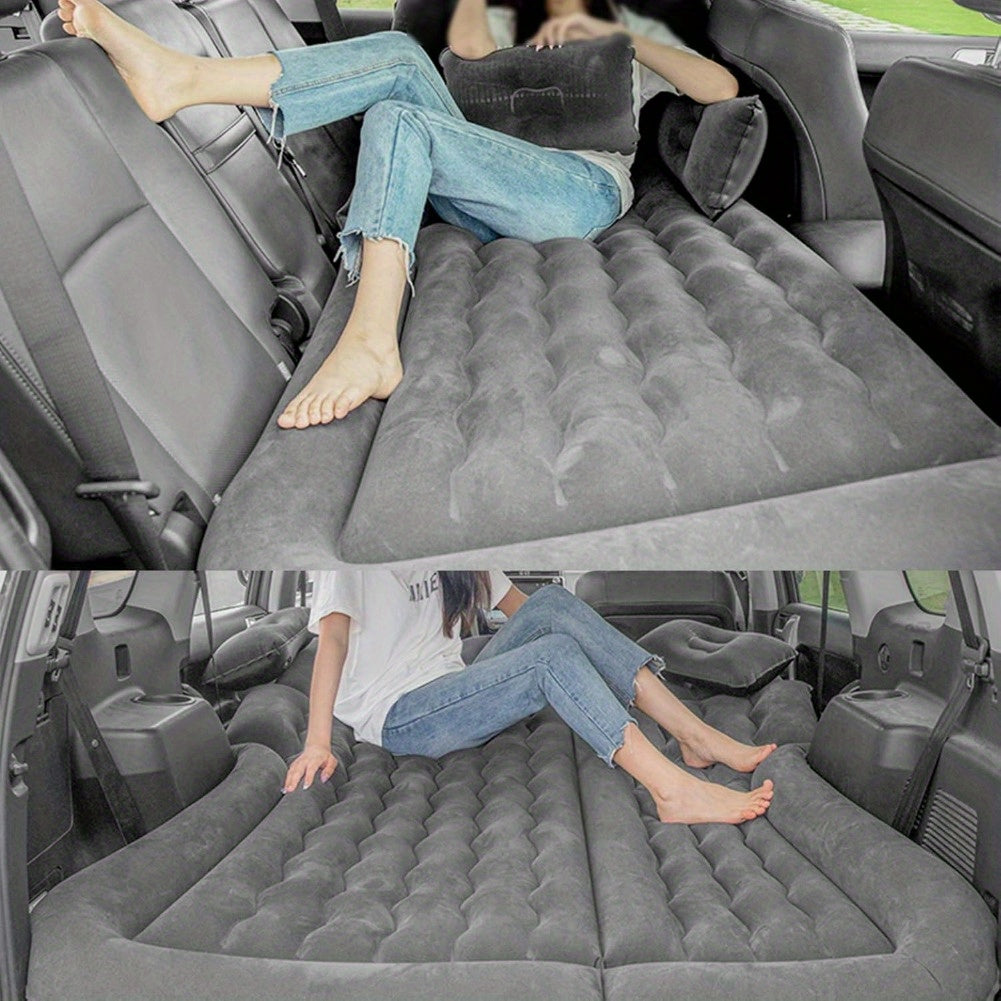 Thickened Car Air Mattress - Inflatable Vehicle Travel Bed for Camping, Road Trips, and Outdoor Adventures - Durable, Water-Resistant, and Portable Sleeping Pad with Easy Inflation and Deflation (Black)