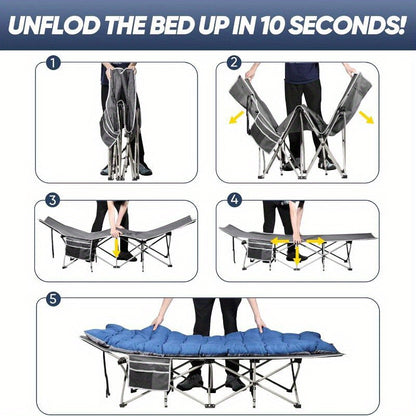 75" Folding Camping Cot, Heavy Duty Sleeping Cots with Carry Bag, Oxford Portable Travel Camp Cots for Home, Office Nap and Outdoor Beach