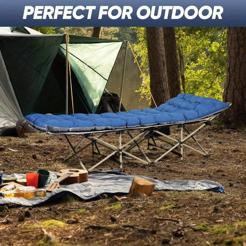 75" Folding Camping Cot, Heavy Duty Sleeping Cots with Carry Bag, Oxford Portable Travel Camp Cots for Home, Office Nap and Outdoor Beach