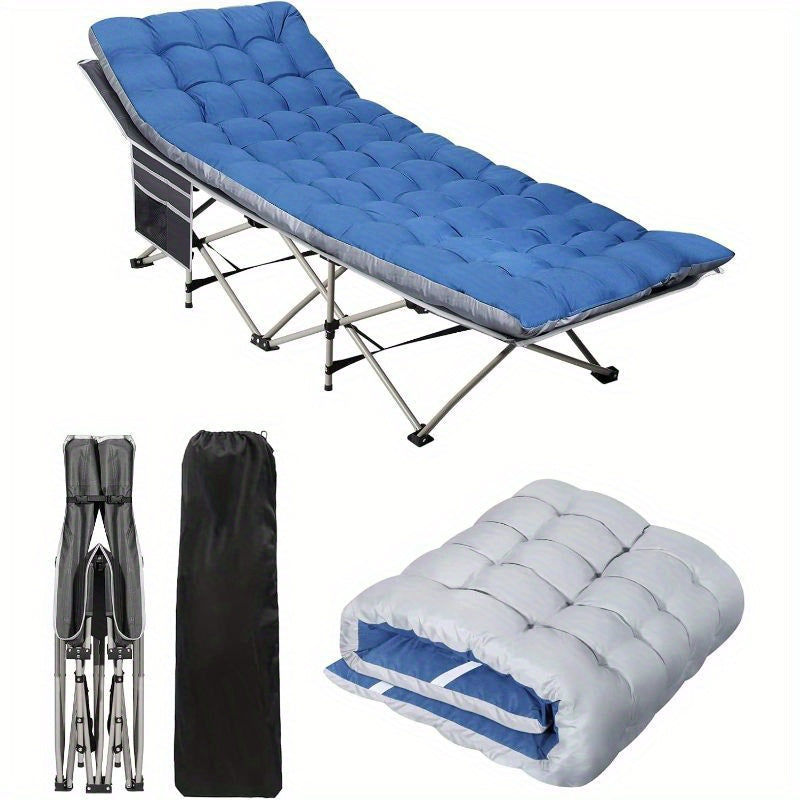 75" Folding Camping Cot, Heavy Duty Sleeping Cots with Carry Bag, Oxford Portable Travel Camp Cots for Home, Office Nap and Outdoor Beach
