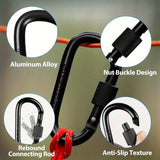 6pcs Black Aluminum Alloy D-Shaped Carabiners with Screw Gate - Perfect for Climbing, Camping, Hiking & Fishing, 42x80mm Keychain Hooks