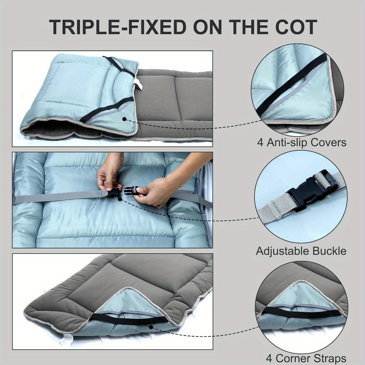 Cot Mattress for Camping - Extra Thick Camping Sleeping Pad for Outdoor, Soft Portable Cot Pad, Non-Slip Camping Mattress Pad (75''x30'') Camping Accessories