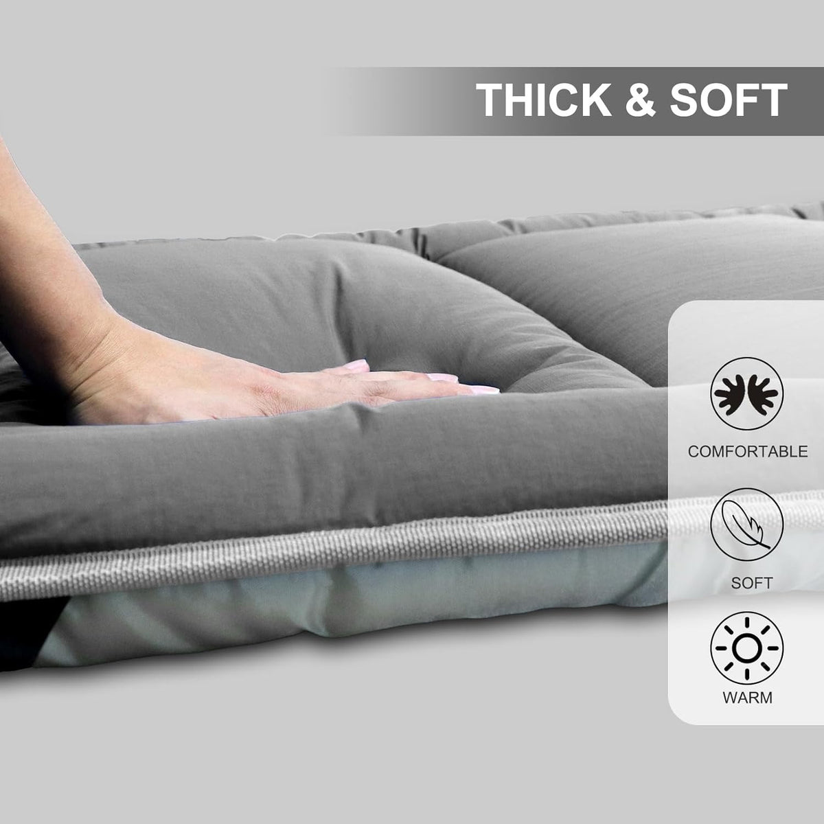 Cot Mattress for Camping - Extra Thick Camping Sleeping Pad for Outdoor, Soft Portable Cot Pad, Non-Slip Camping Mattress Pad (75''x30'') Camping Accessories