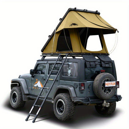 Adventurer Rooftop Tent Hardshell with Luggage RacksandReplaceable Rain Flies, Truck Bed Tent for Camping, Pop Up Overland Roof Top Tents for Truck Jeep SUV Car Van Wrangler Tacoma