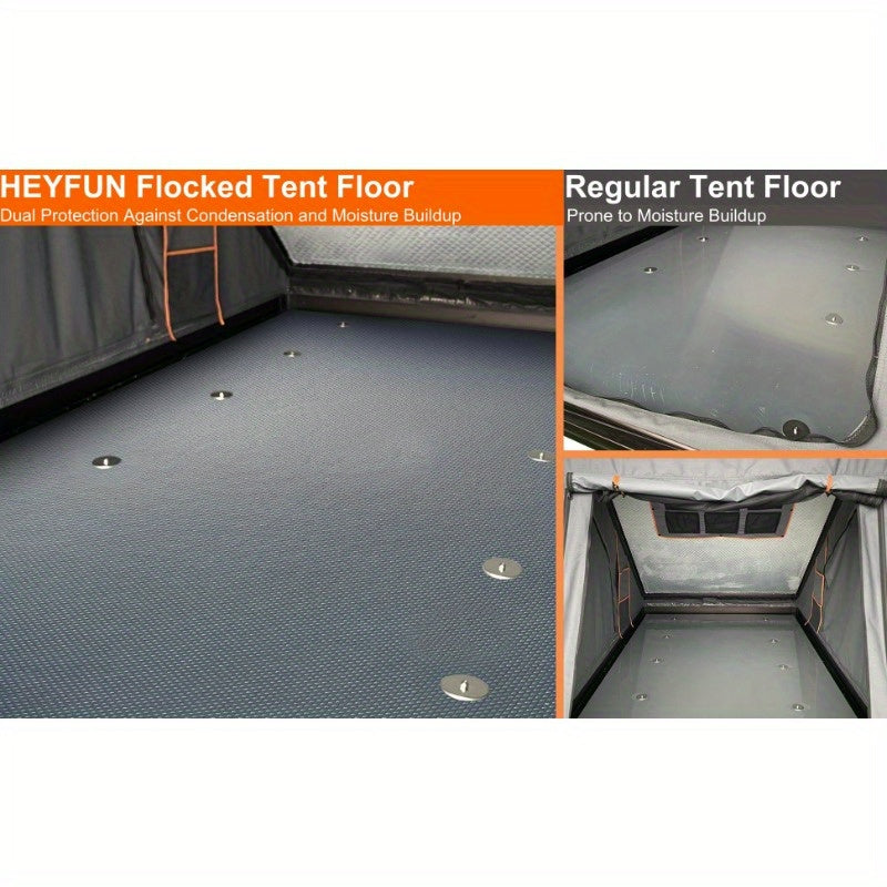 Adventurer Rooftop Tent Hardshell with Luggage RacksandReplaceable Rain Flies, Truck Bed Tent for Camping, Pop Up Overland Roof Top Tents for Truck Jeep SUV Car Van Wrangler Tacoma