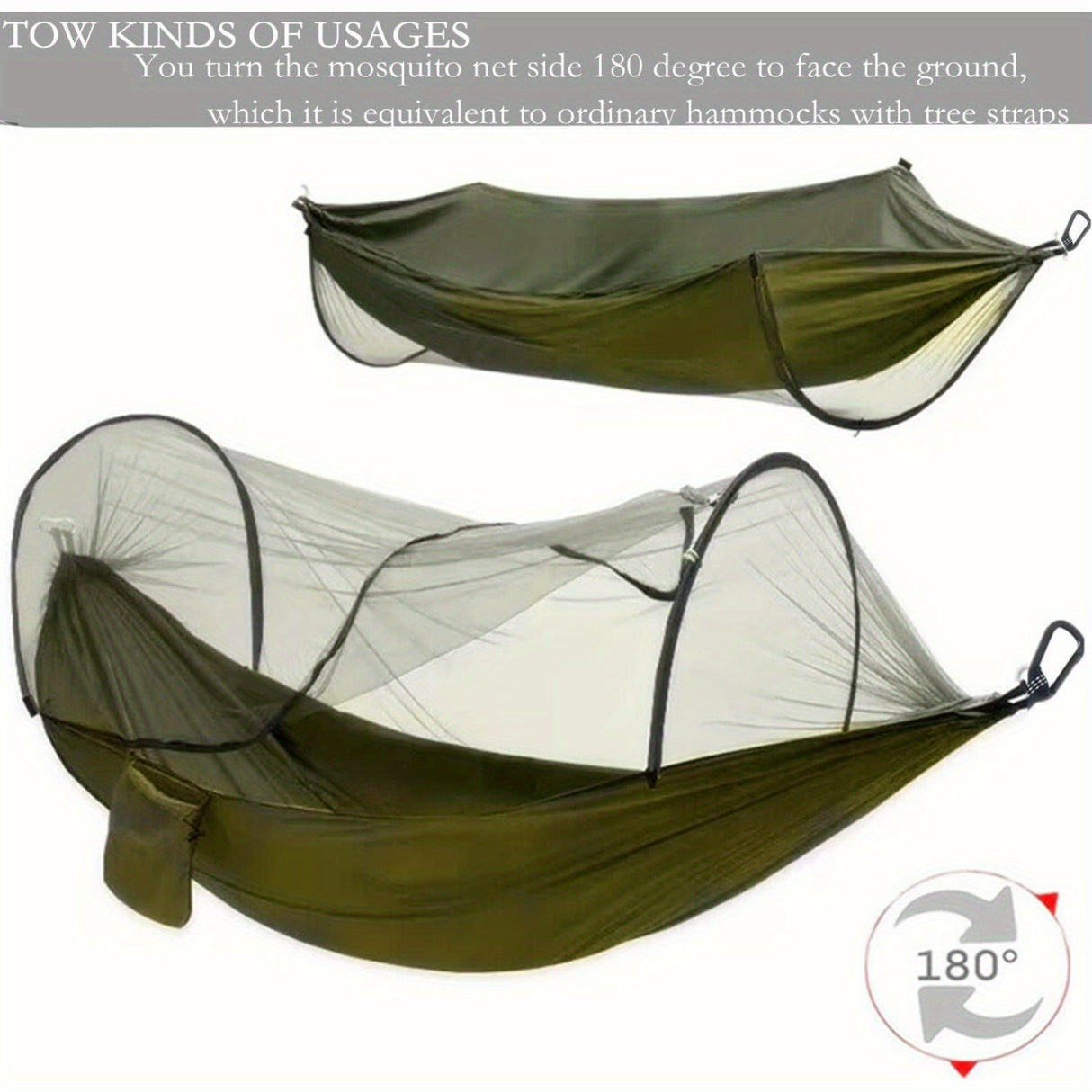 Hammocks for Outside with Mosquito Net, Camping Hammock Lightweight Portable Parachute 2 Person Outdoor Hammock for Indoor Backpacking Survival Travel Patio Army Green