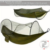 Hammocks for Outside with Mosquito Net, Camping Hammock Lightweight Portable Parachute 2 Person Outdoor Hammock for Indoor Backpacking Survival Travel Patio Army Green