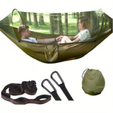 Hammocks for Outside with Mosquito Net, Camping Hammock Lightweight Portable Parachute 2 Person Outdoor Hammock for Indoor Backpacking Survival Travel Patio Army Green