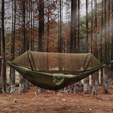 Hammocks for Outside with Mosquito Net, Camping Hammock Lightweight Portable Parachute 2 Person Outdoor Hammock for Indoor Backpacking Survival Travel Patio Army Green
