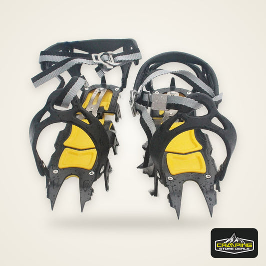 18-Teeth Climbing Anti Skid Crampons Adjustable Winter Walk Ice Claw Mountaineering Snowshoes Manganese Steel Outdoor Shoe Cover