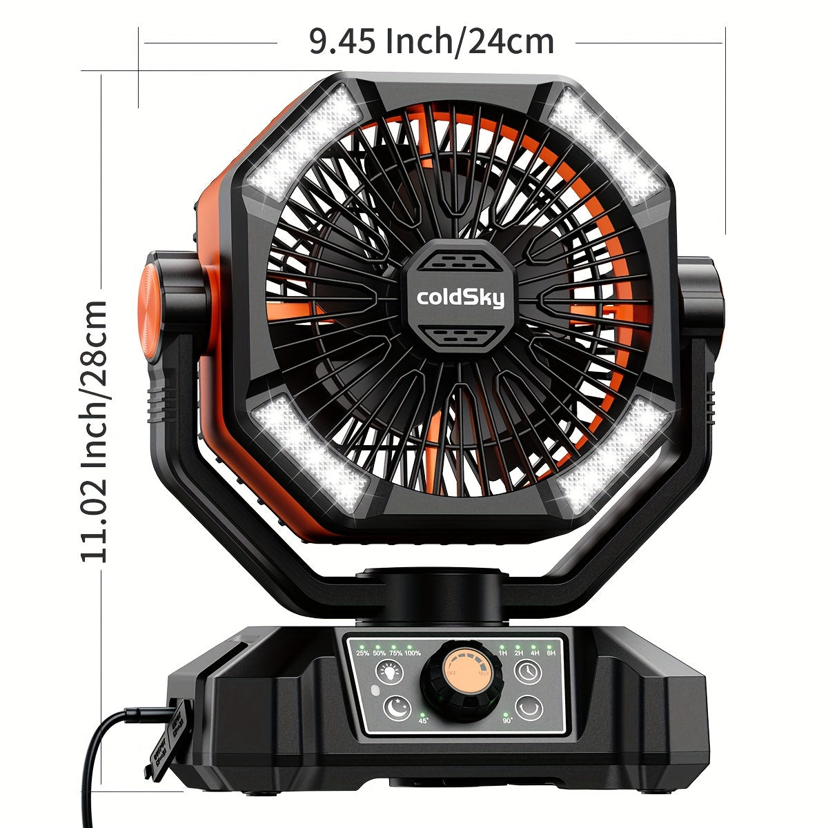 20000mAh Battery Powered Camping Fan - Dual Motor, 8-Speed Remote Control & 4 LED Lanterns, Portable Outdoor Fan with Tent Hook for Camping, Blackouts, Construction Sites
