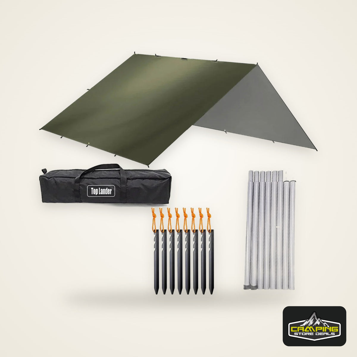 19 Hang Point Tarp Waterpoof Survival Bushcraft Sun Shelter Beach Shade Tent Outdoor Canopy Backpacking Tourist Awning 4x4 3x3m