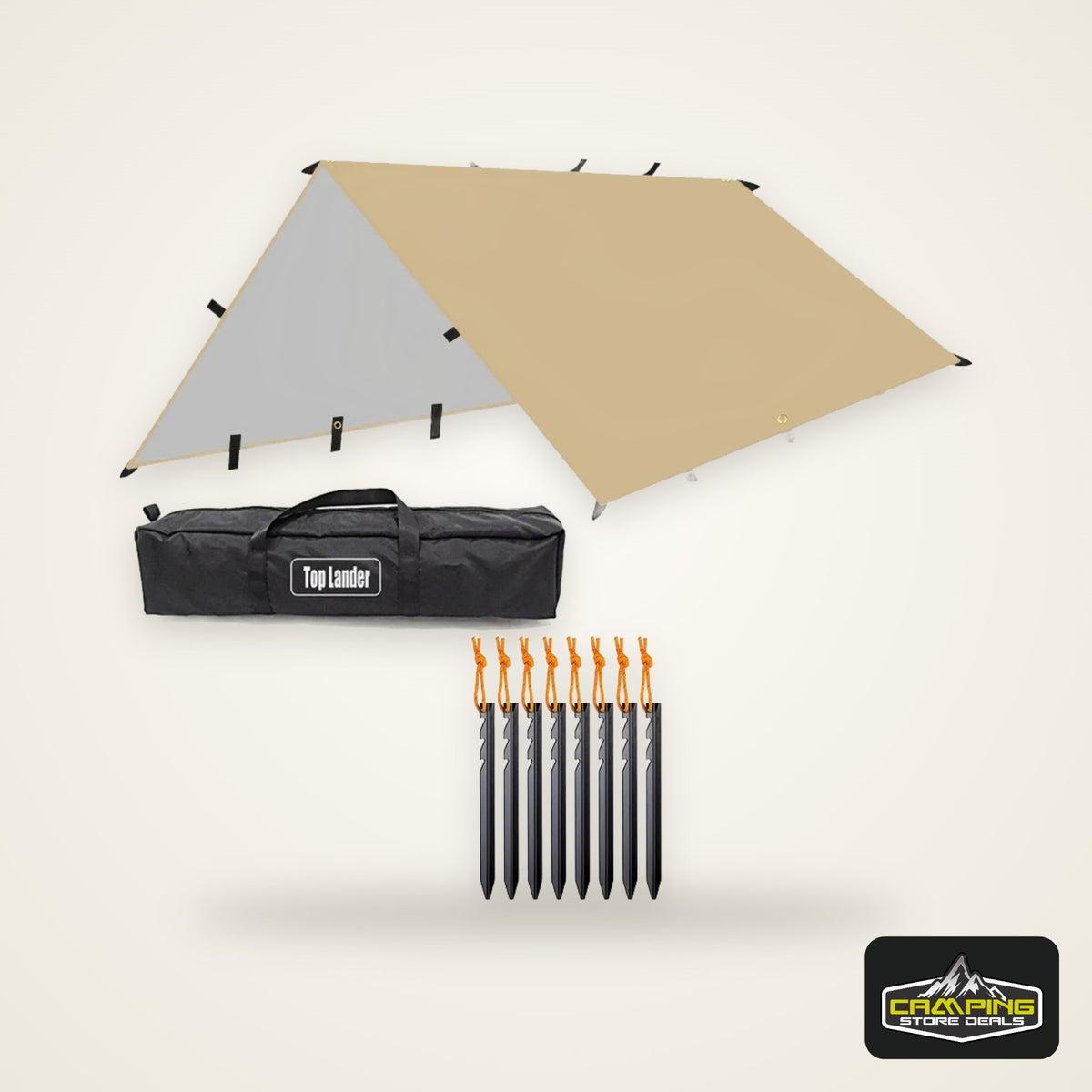 19 Hang Point Tarp Waterpoof Survival Bushcraft Sun Shelter Beach Shade Tent Outdoor Canopy Backpacking Tourist Awning 4x4 3x3m