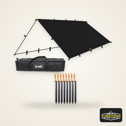 19 Hang Point Tarp Waterpoof Survival Bushcraft Sun Shelter Beach Shade Tent Outdoor Canopy Backpacking Tourist Awning 4x4 3x3m