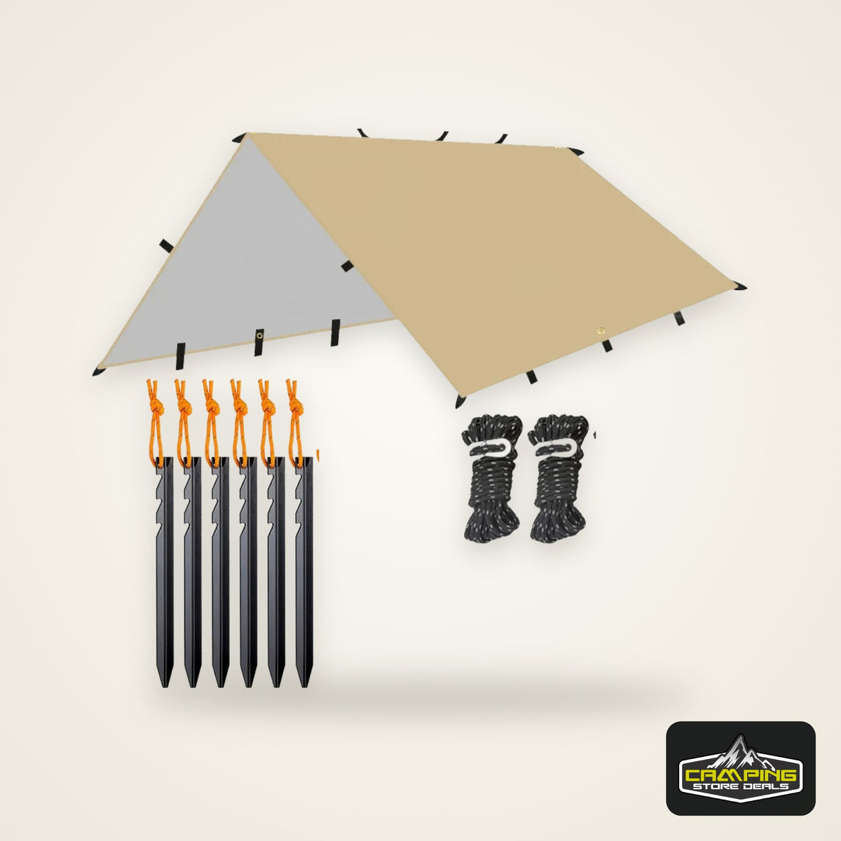 19 Hang Point Tarp Waterpoof Survival Bushcraft Sun Shelter Beach Shade Tent Outdoor Canopy Backpacking Tourist Awning 4x4 3x3m