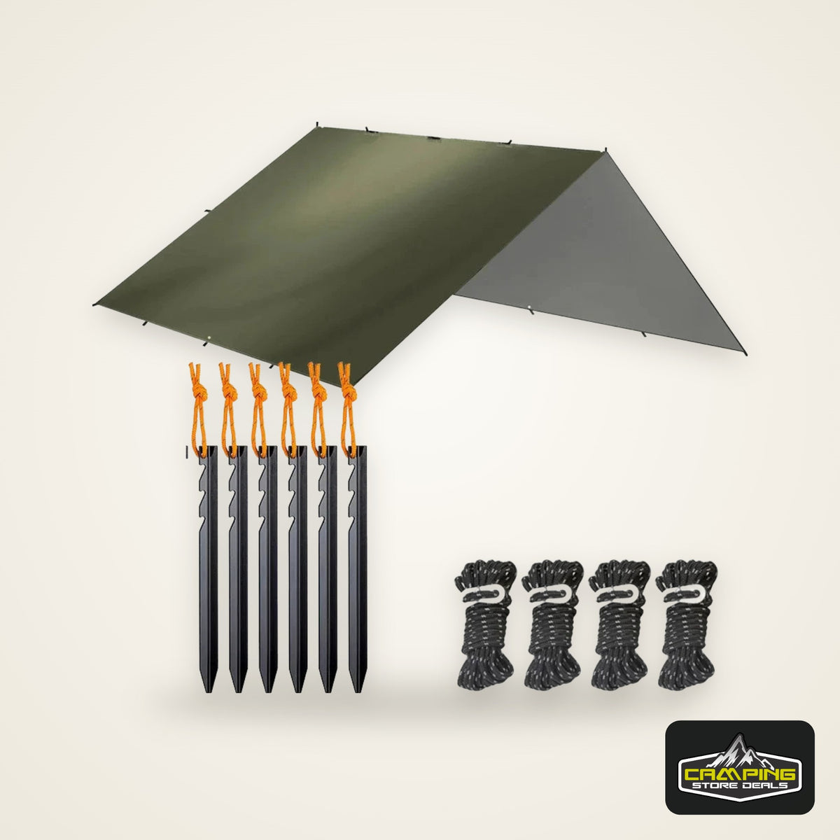 19 Hang Point Tarp Waterpoof Survival Bushcraft Sun Shelter Beach Shade Tent Outdoor Canopy Backpacking Tourist Awning 4x4 3x3m