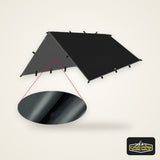 19 Hanging Points Black Coating Tarp Waterproof Black Coated Tarp Outdoor Camping Tent Tarp Bushcraft Shelter DIY Tent Fly