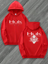 [Trendy Hooded Sweatshirt] HUK PERFORMANCE FISHING Men's Trendy Hooded Sweatshirt | Casual Drawstring Hoodie with Kangaroo Pocket, Geometric Design, All-Season Wear, Regular Fit