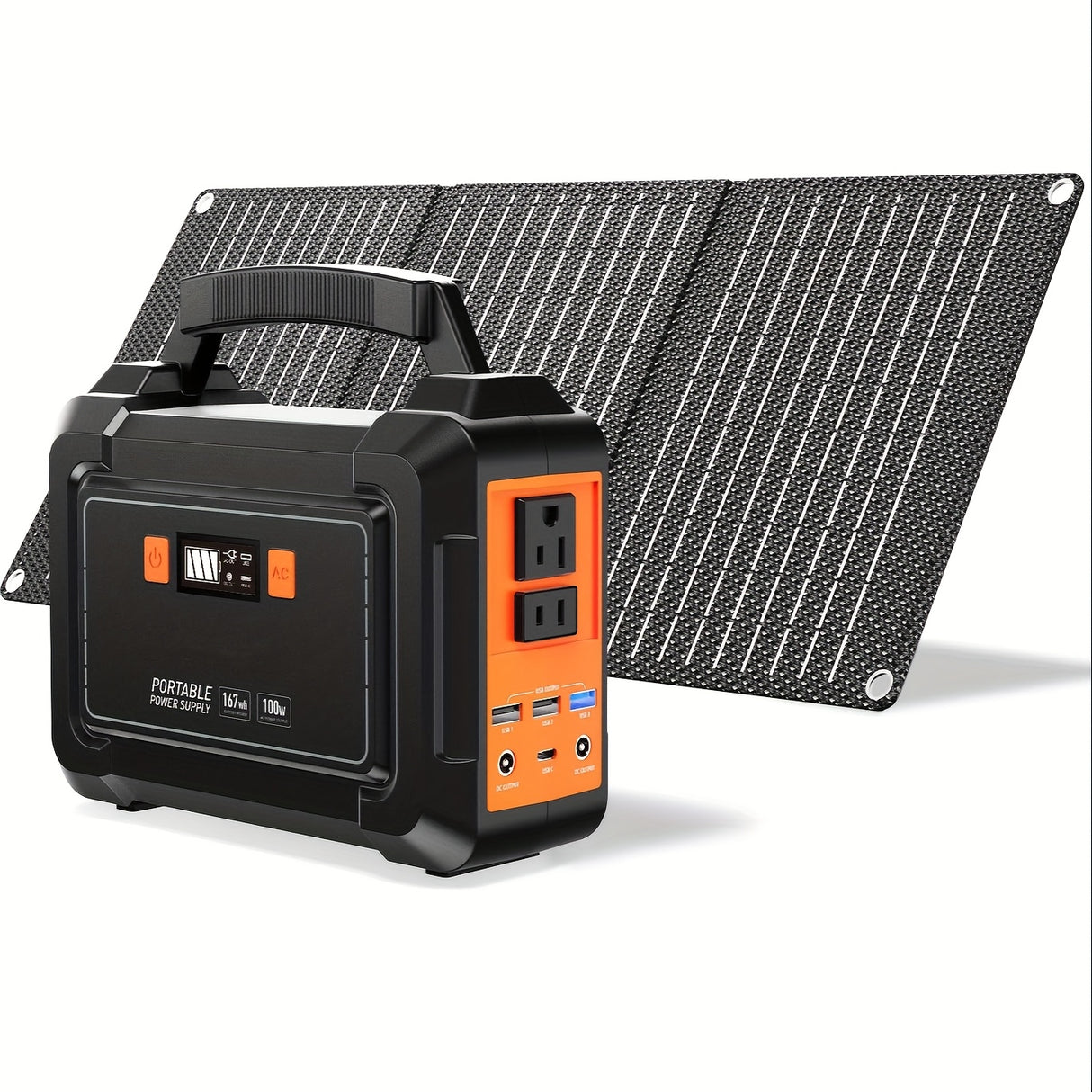 Portable Power Station 200W/300W Peak Camping Solar Generator 296/222//167/155Wh Power Bank with 30/40/60W Solar Panel with AC Outlet 110V with Multi-Output LED Flashlights for CPAP Home Camping Hurricane Emergency Christmas