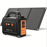 Portable Power Station 200W/300W Peak Camping Solar Generator 296/222//167/155Wh Power Bank with 30/40/60W Solar Panel with AC Outlet 110V with Multi-Output LED Flashlights for CPAP Home Camping Hurricane Emergency Christmas