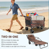 Collapsible Folding Wagon Cart, Convertible beach chair, Large Capacity Camping Wagon, Can hold up to 400 lbs, All Terrain Foldable Wagon, Heavy Duty Utility Wagon Cart For Grocery Outdoor Beach Gardening Shopping Fishing