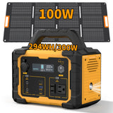 300W/294Wh Portable Power Station with Foldable Solar Panel (100W), 294Wh Solar Generator & 100W Solar Panel, Suitable for Family Emergency Outdoor Hunting Camping RV Trip