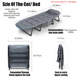 Adult Sleeping Cots/Camping Cots - 6 Adjustable Positions, Foldable Poldable Folding Cot with Blanket, 550lbs Heavy Duty Cot Bed for Camp, Travel, Room, Office