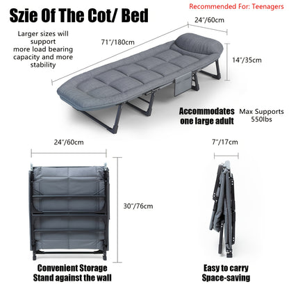 6-Position Adjustable Camping Cot with Blanket – 550 lb