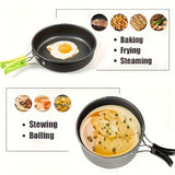 Flat Bottom Non-stick Pan, Foldable Camping Cookware Set, Portable Picnic Non-stick Pan And Lightweight Kettle Set, Mesh Storage Bag, Suitable For Outings, Hiking, Spring Outings, Family Gatherings