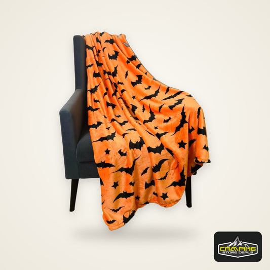 1PC Gifts Blanket Black Bats Printed Flannel Blanket Perfect for Sofa Office Bed Travel Sleep Read Relax Camping Four Season Use