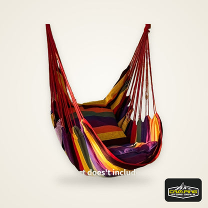 1pc Outdoor Hammock Chair Leisure Swing Hanging Chair Canvas Without Pillow And Cushion Indoor Outdoor Hammock Garden Leisure Furniture Hammocks, OPP Sealed Bag