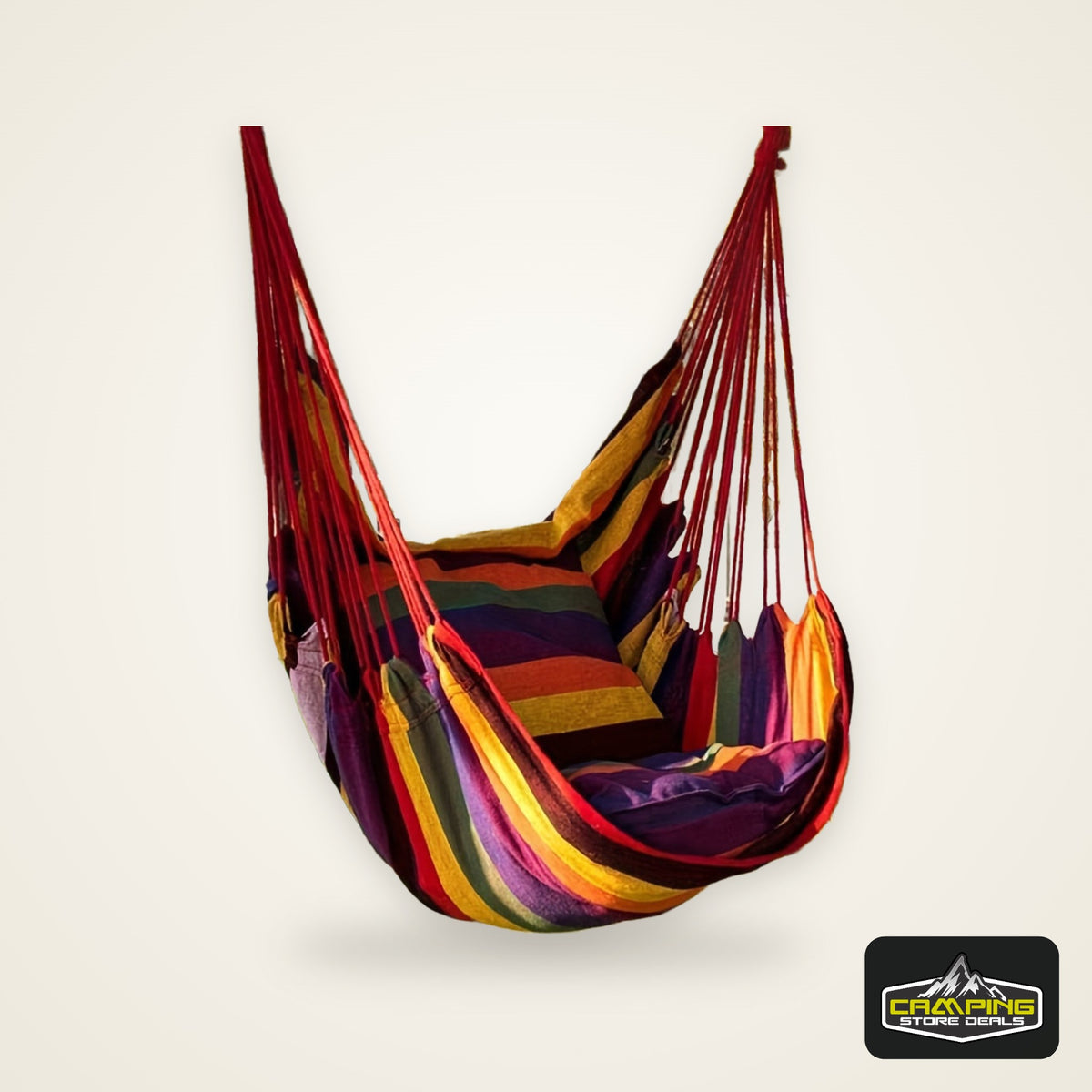 1pc Outdoor Hammock Chair Leisure Swing Hanging Chair Canvas Without Pillow And Cushion Indoor Outdoor Hammock Garden Leisure Furniture Hammocks, OPP Sealed Bag