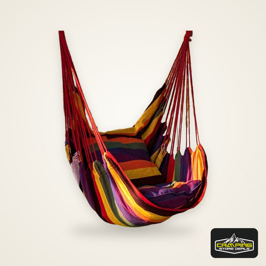 1pc Outdoor Hammock Chair Leisure Swing Hanging Chair Canvas Without Pillow And Cushion Indoor Outdoor Hammock Garden Leisure Furniture Hammocks, OPP Sealed Bag