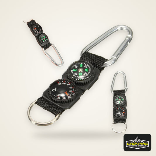 1pc Universal Multifunction 3 In 1 Camping Climbing Hiking Mini Carabiner W Keychain Compass Thermometer Hanger Key Ring