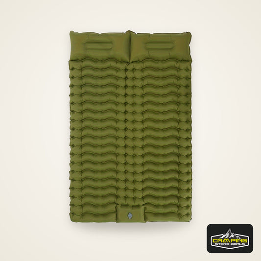 2 Person Ultralight Inflating Double Sleeping Pad For Camping With Pillow, Waterproof Camping Mattress, Foot Pump, Backpacking Hiking Tent Car Outdoor